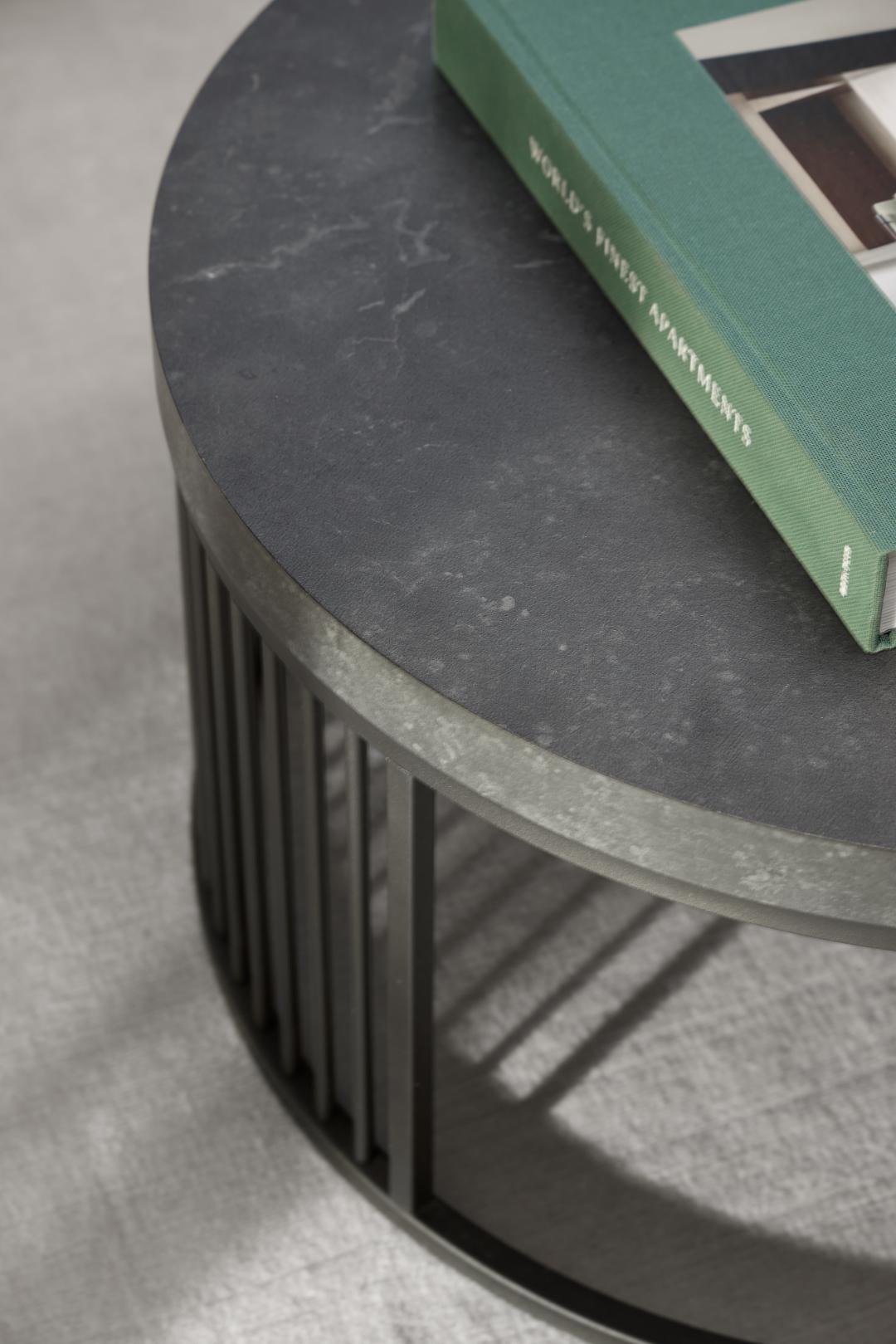 Veyla ribbed black coffee table