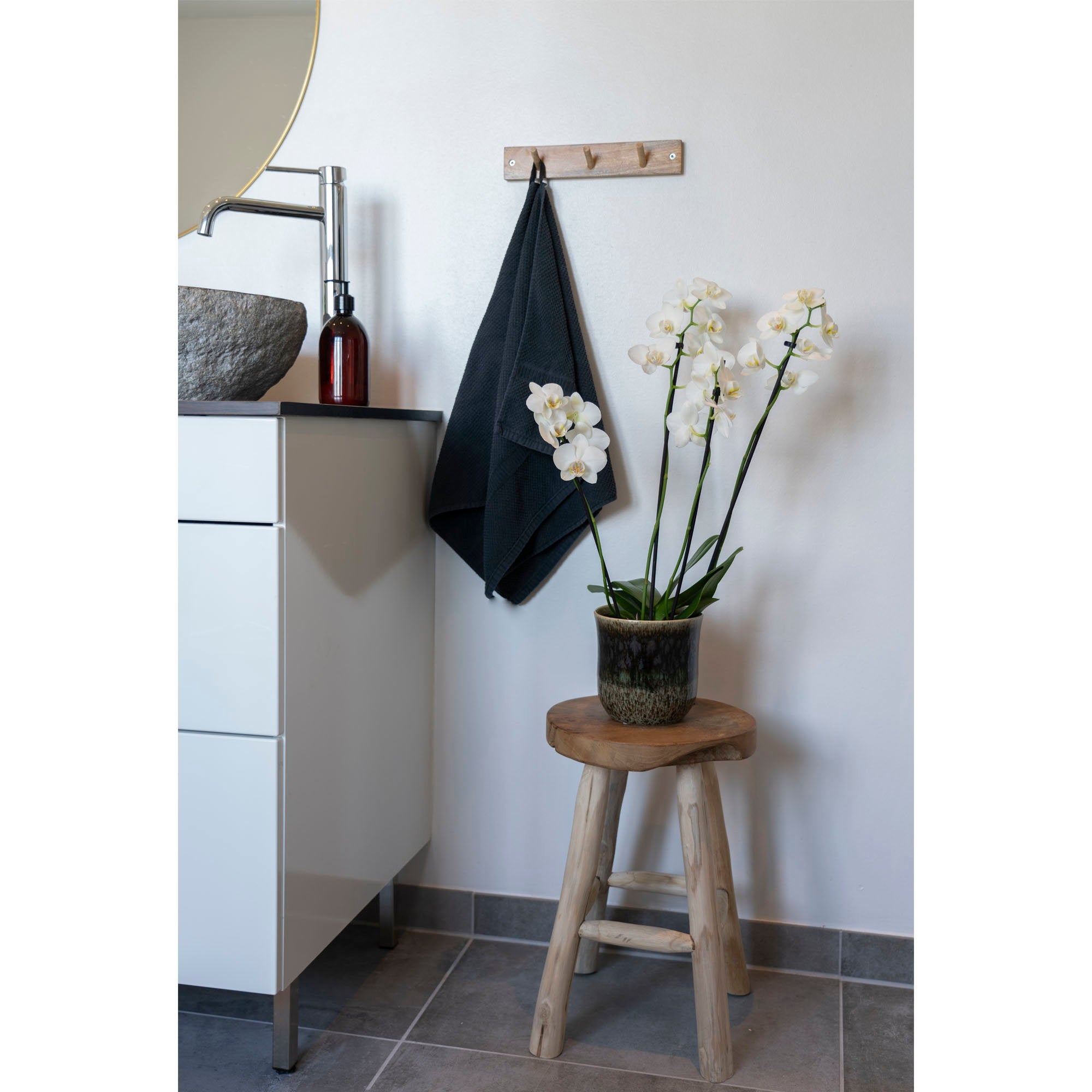 Badia Stool - Stool, teak, natural, 4 legs ø30x45 cm