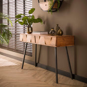 Torven naturel massief acaciahouten consoletafel met 2 laden