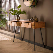 Torven naturel massief acaciahouten consoletafel met 2 laden