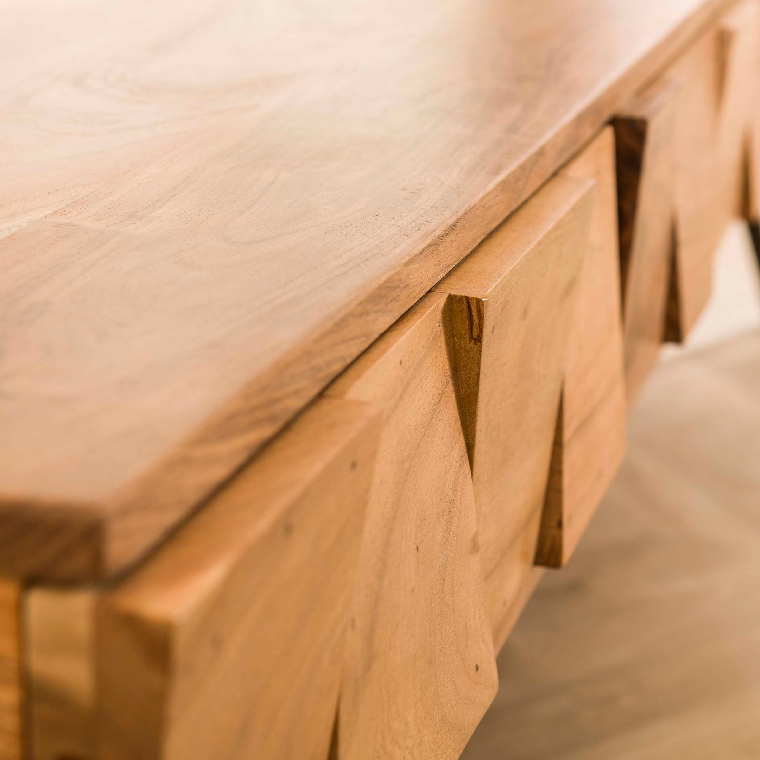 Torven naturel massief acaciahouten consoletafel met 2 laden