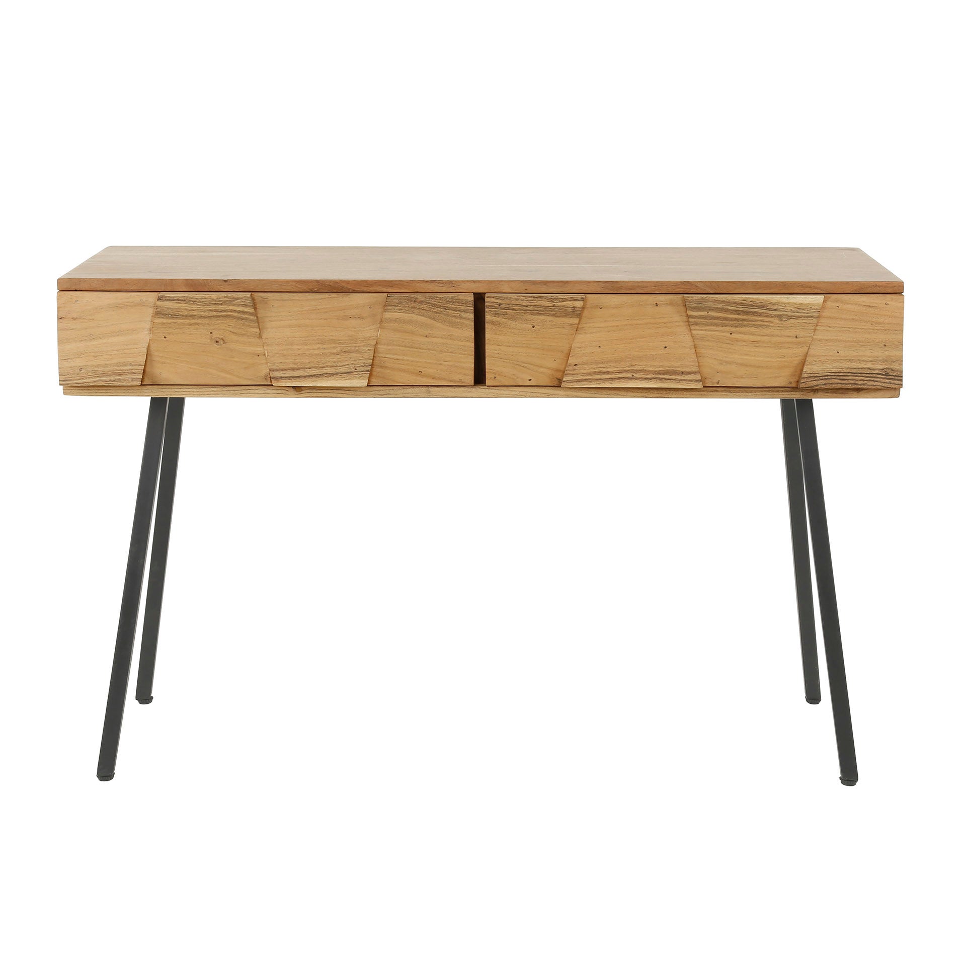 Torven naturel massief acaciahouten consoletafel met 2 laden