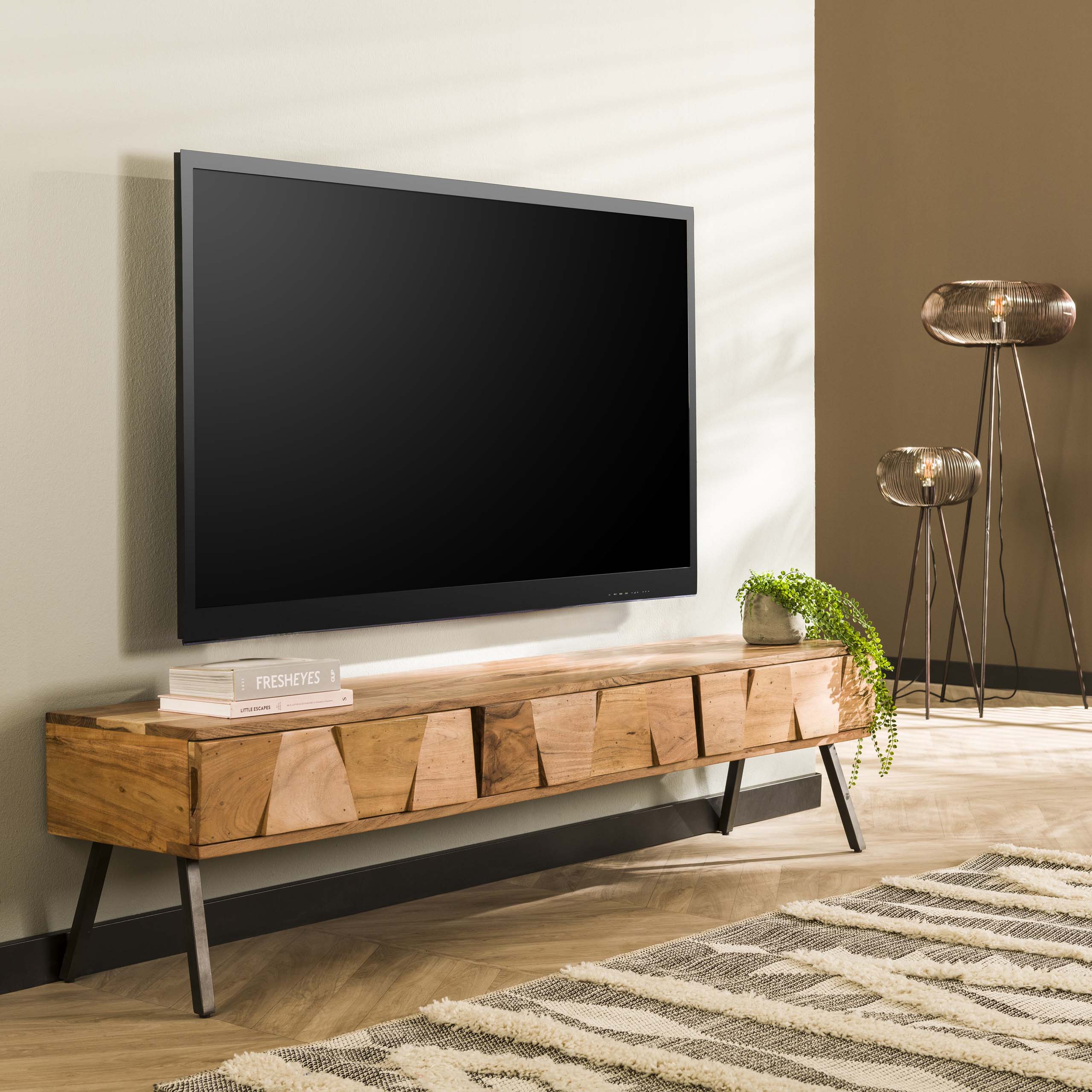 Celia licht houten tv-meubel met 3 lades