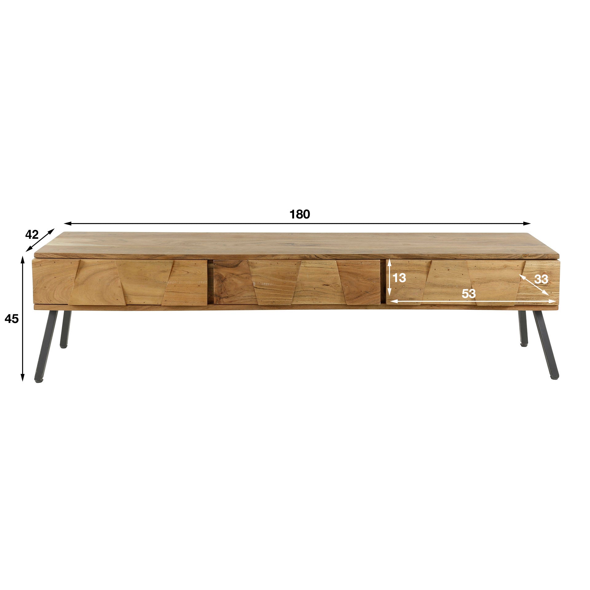 Celia licht houten tv-meubel met 3 lades