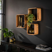 Boxaro natuurlijke massief acacia wandplank - set van 3