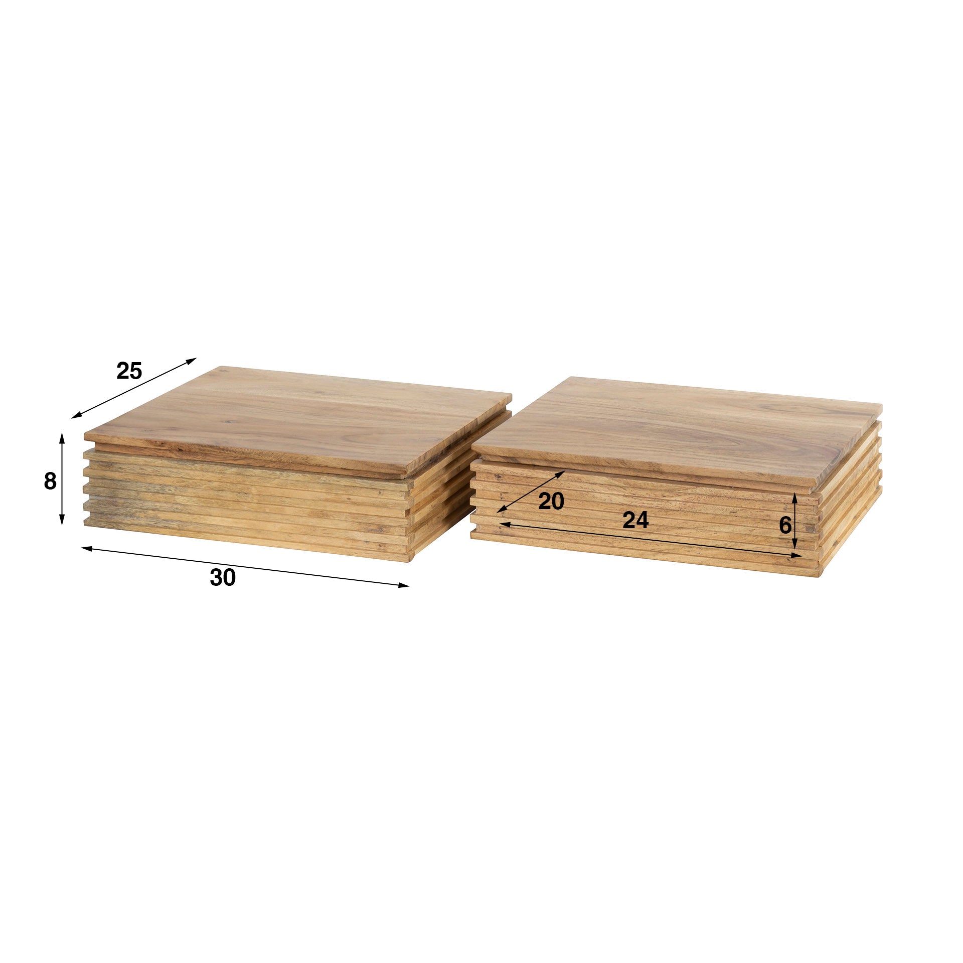 Layvero nachtkastje van natuurlijk acaciahout - XS set van 2