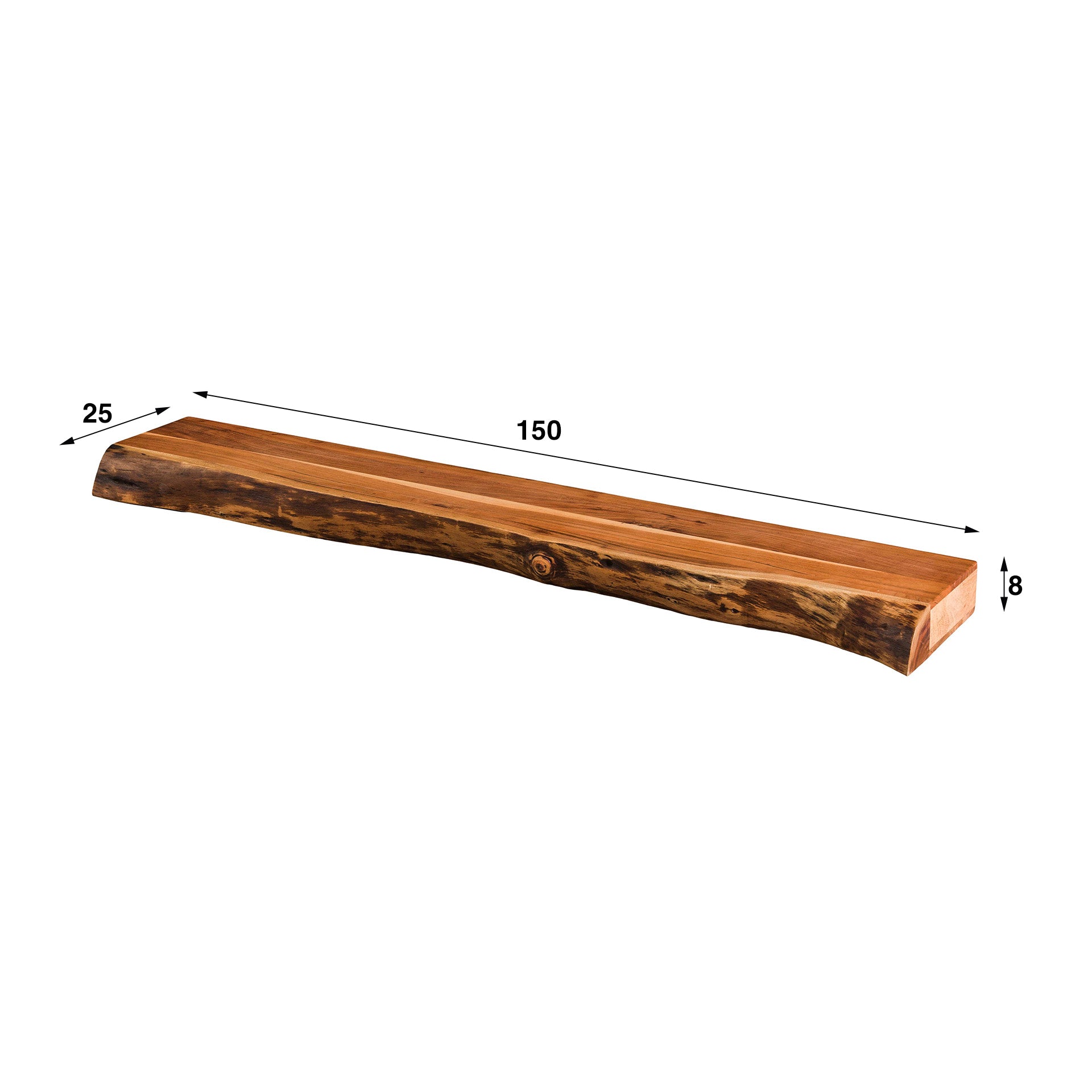 Trevaro natuurlijke massieve acacia 150cm wandplank