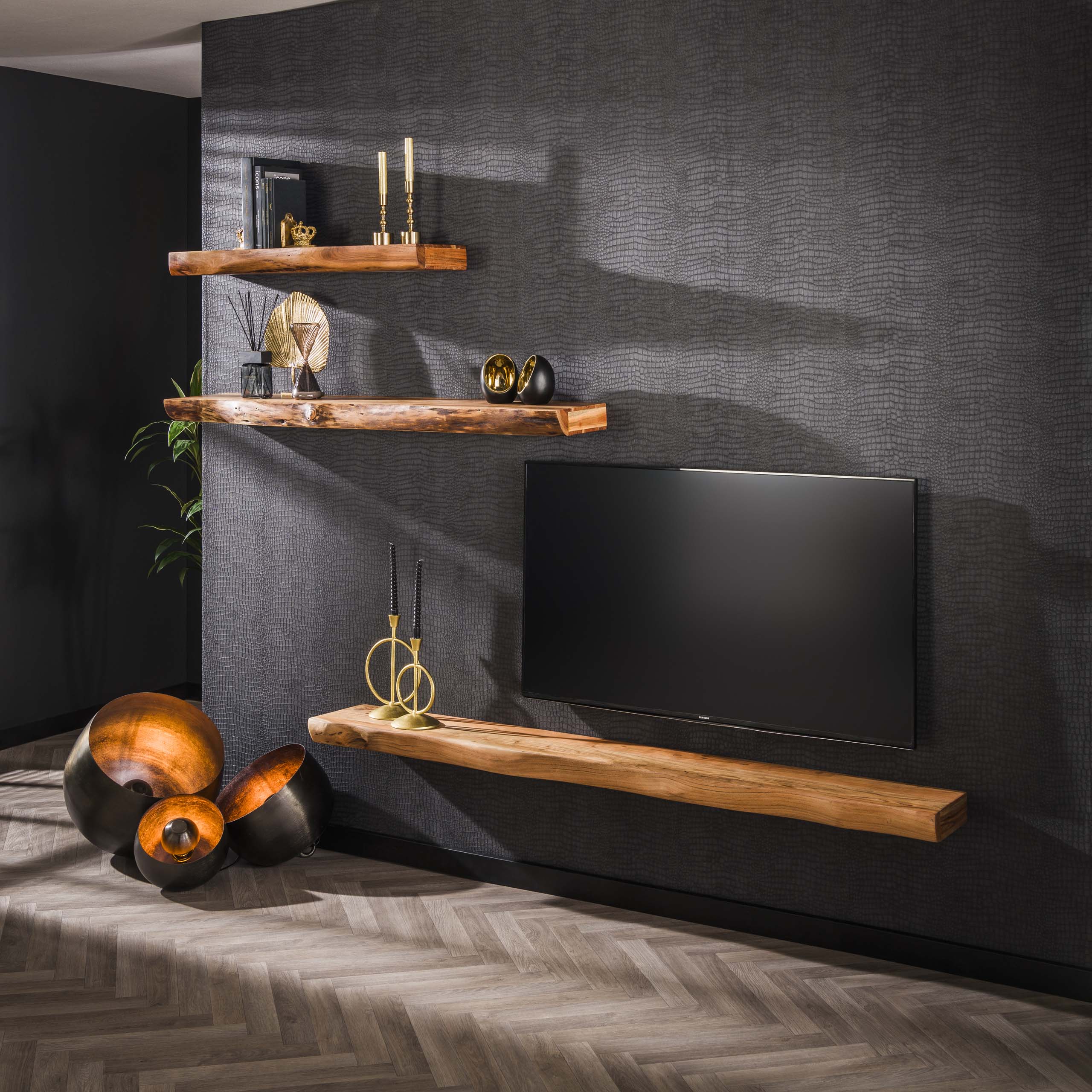 Trevaro massief acacia wandplank 200 cm