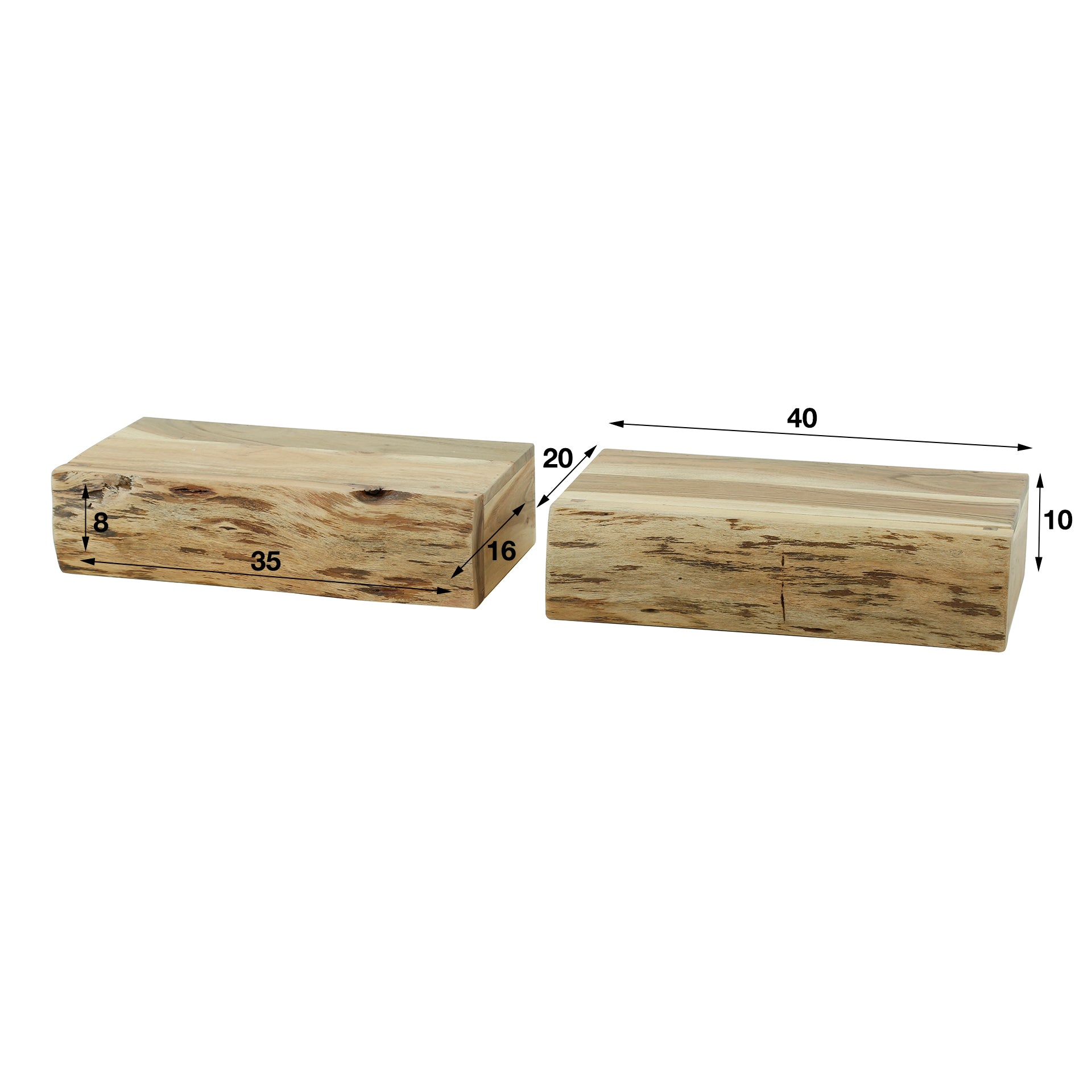 Trevaro nachtkastje van natuurlijk acaciahout - L set van 2