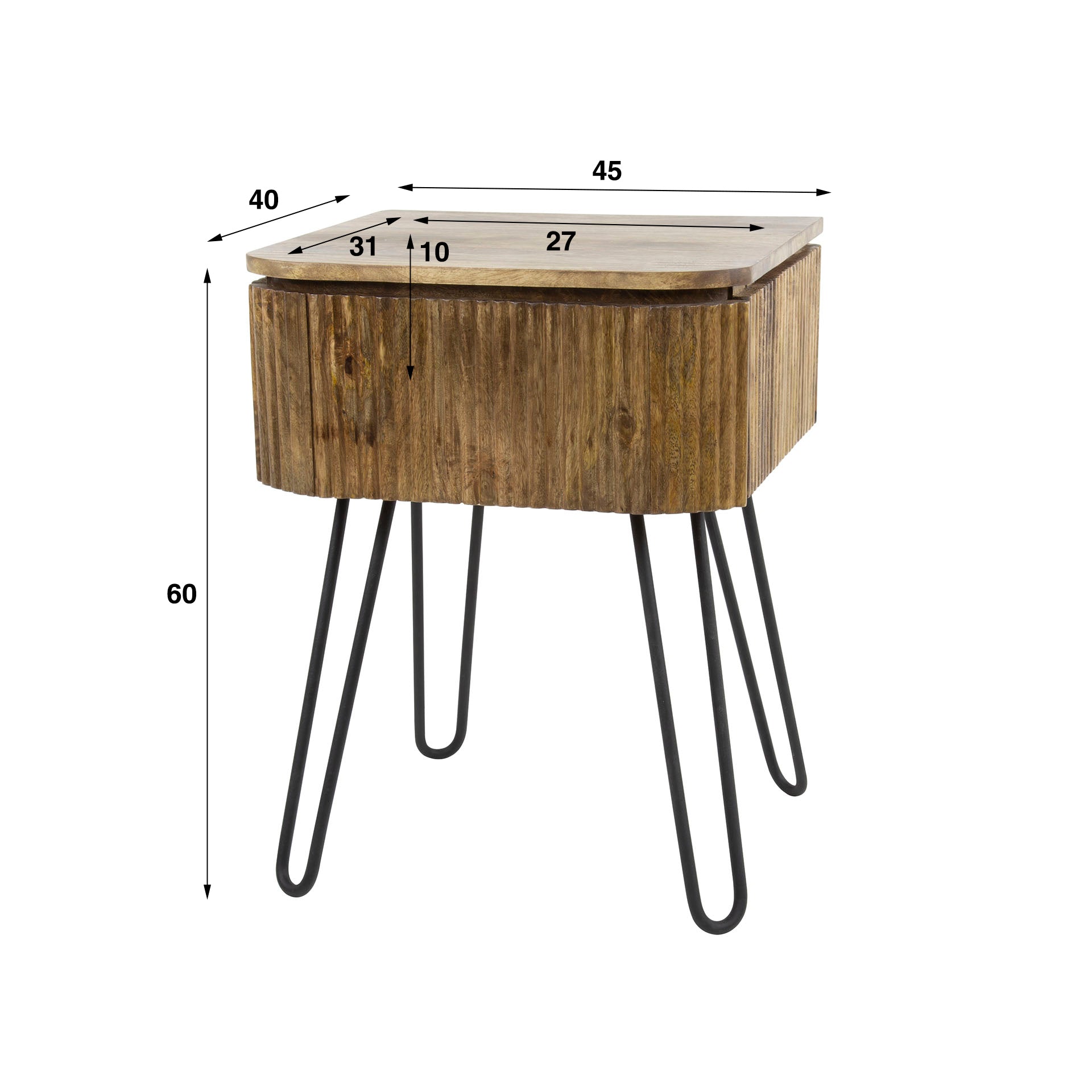 Nachtkastje Lunaro zand mangohout - 1 lade