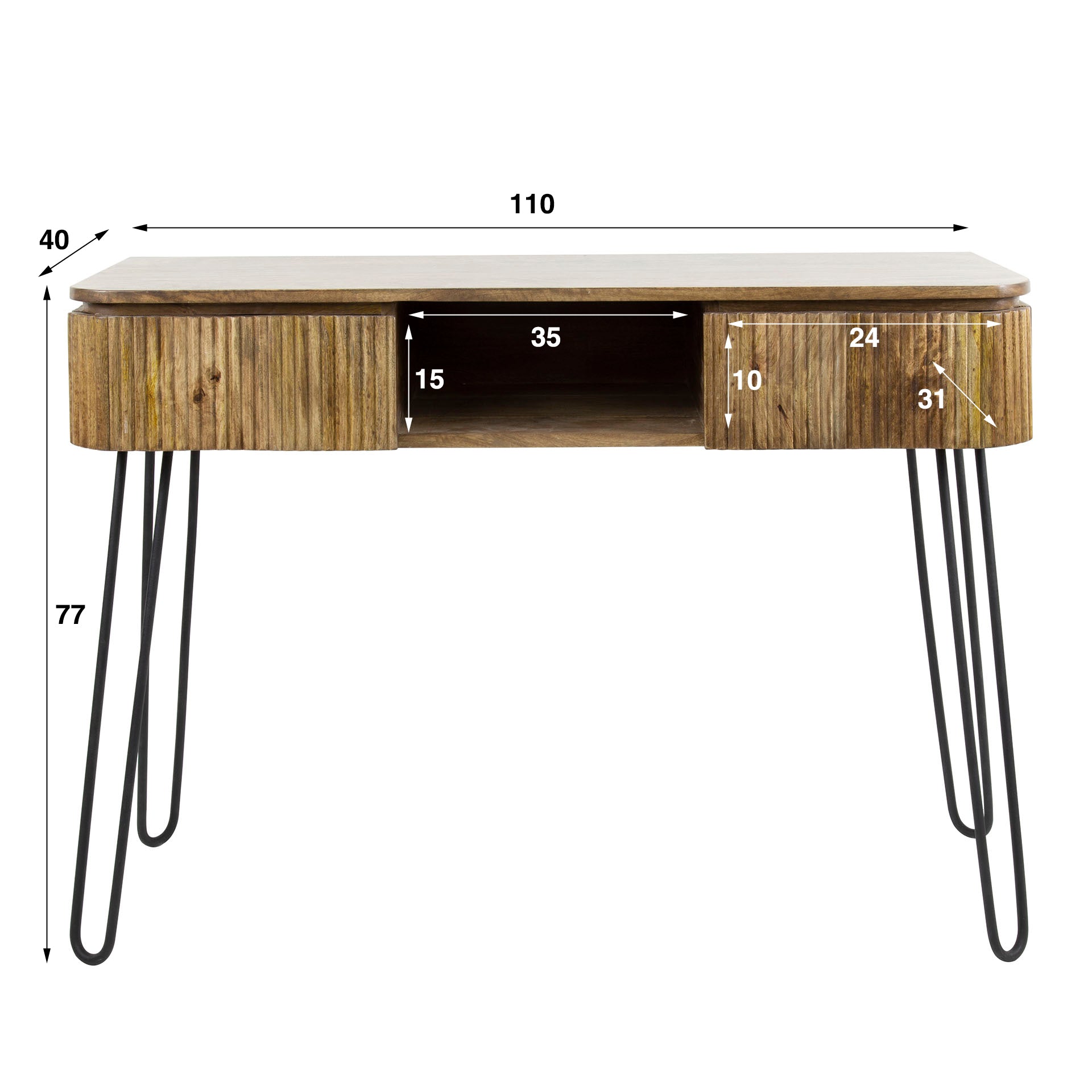 Velano zacht zand massief mangohout golf 2-laden consoletafel
