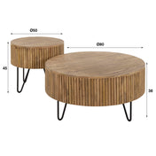 Wavera zand massief mango rond salontafel - set van 2