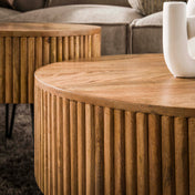Wavera zand massief mango rond salontafel - set van 2