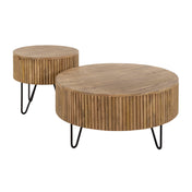 Wavera zand massief mango rond salontafel - set van 2