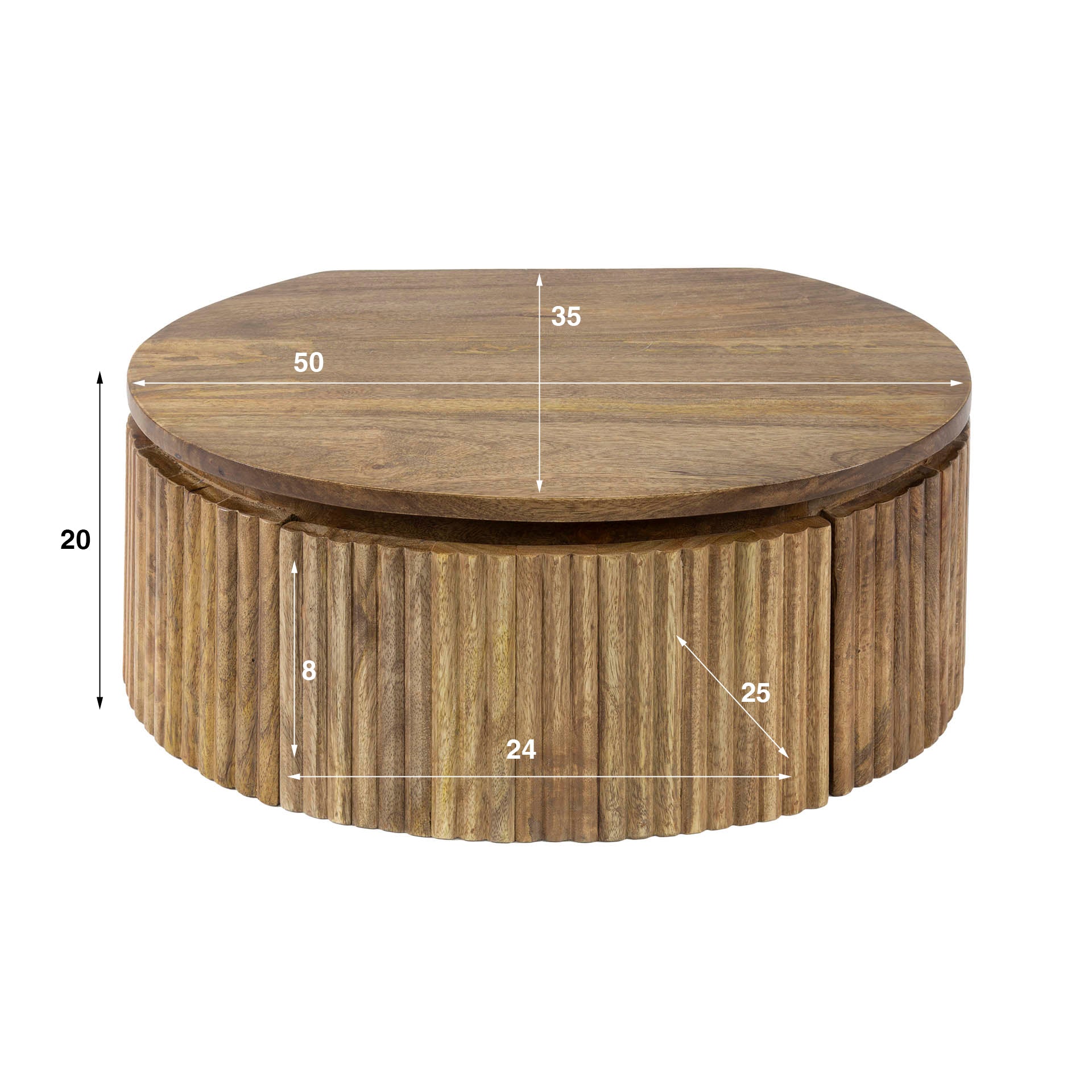 Lunaro zand mangohout nachtkastje - rond
