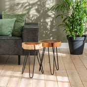 Torven natuurlijke salontafel van acaciahout (rond) - set van 2