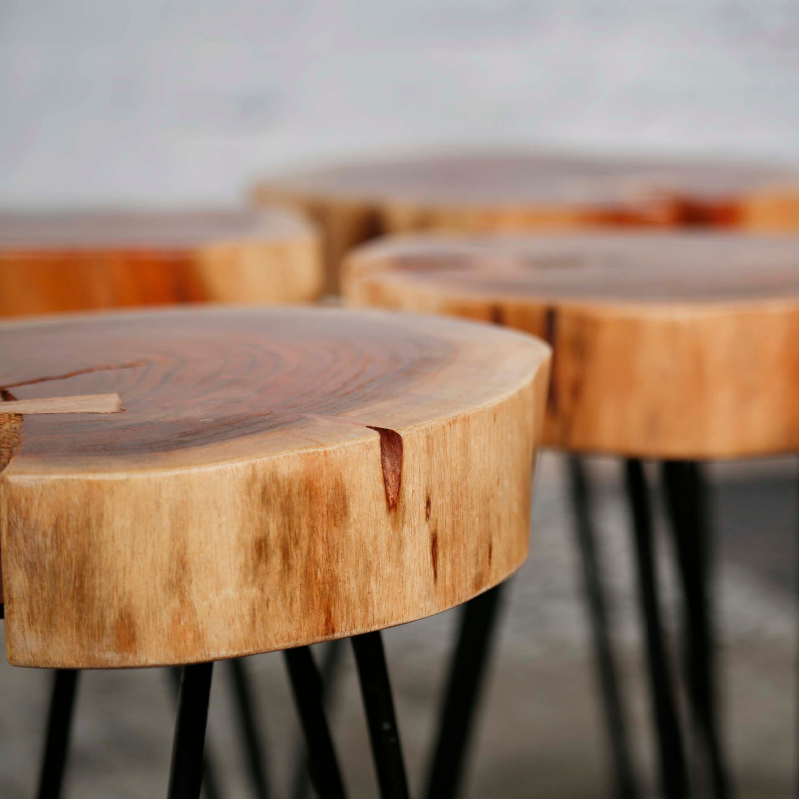 Torven natuurlijke salontafel van acaciahout (rond) - set van 2