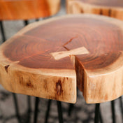 Torven natuurlijke salontafel van acaciahout (rond) - set van 2