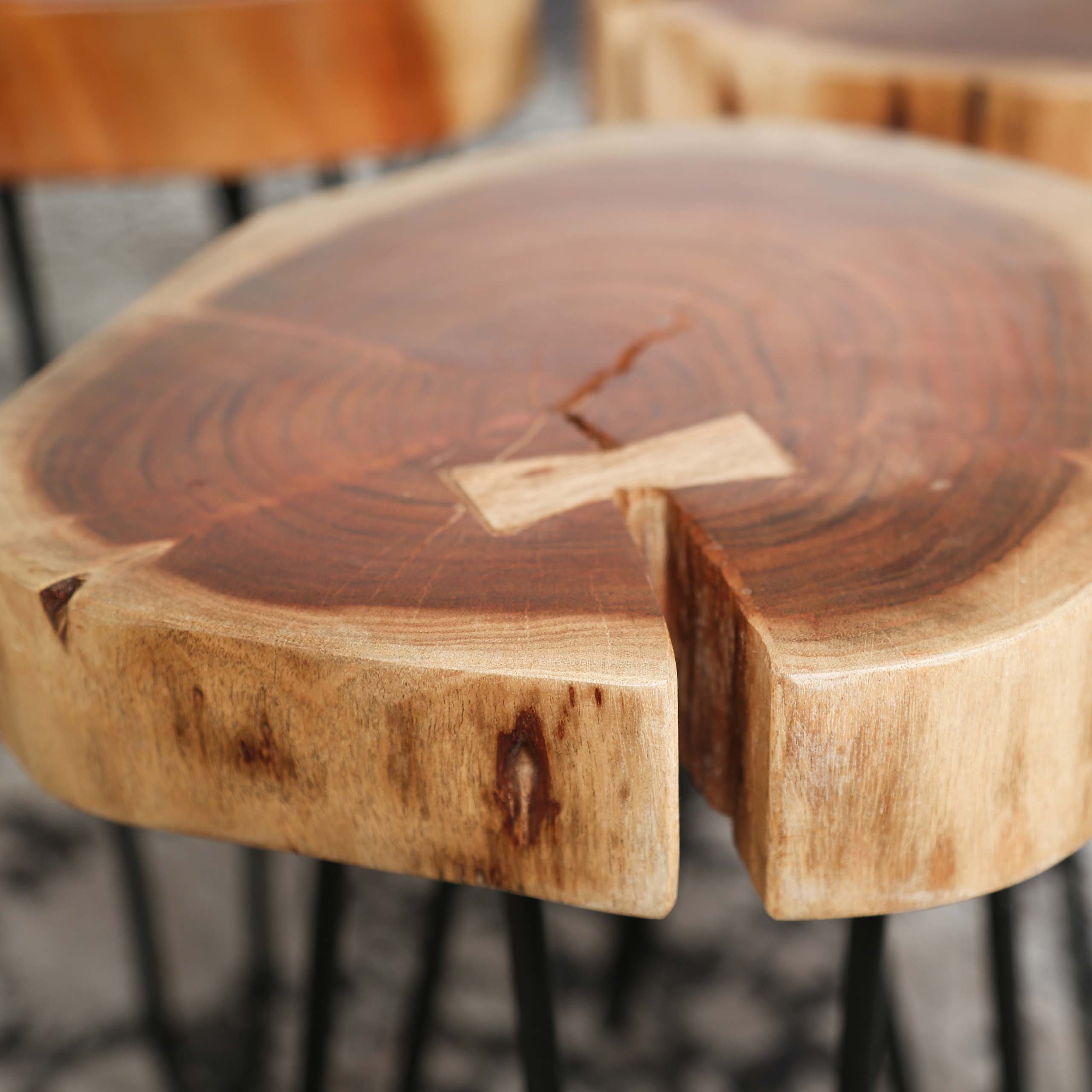 Torven natuurlijke salontafel van acaciahout (rond) - set van 2