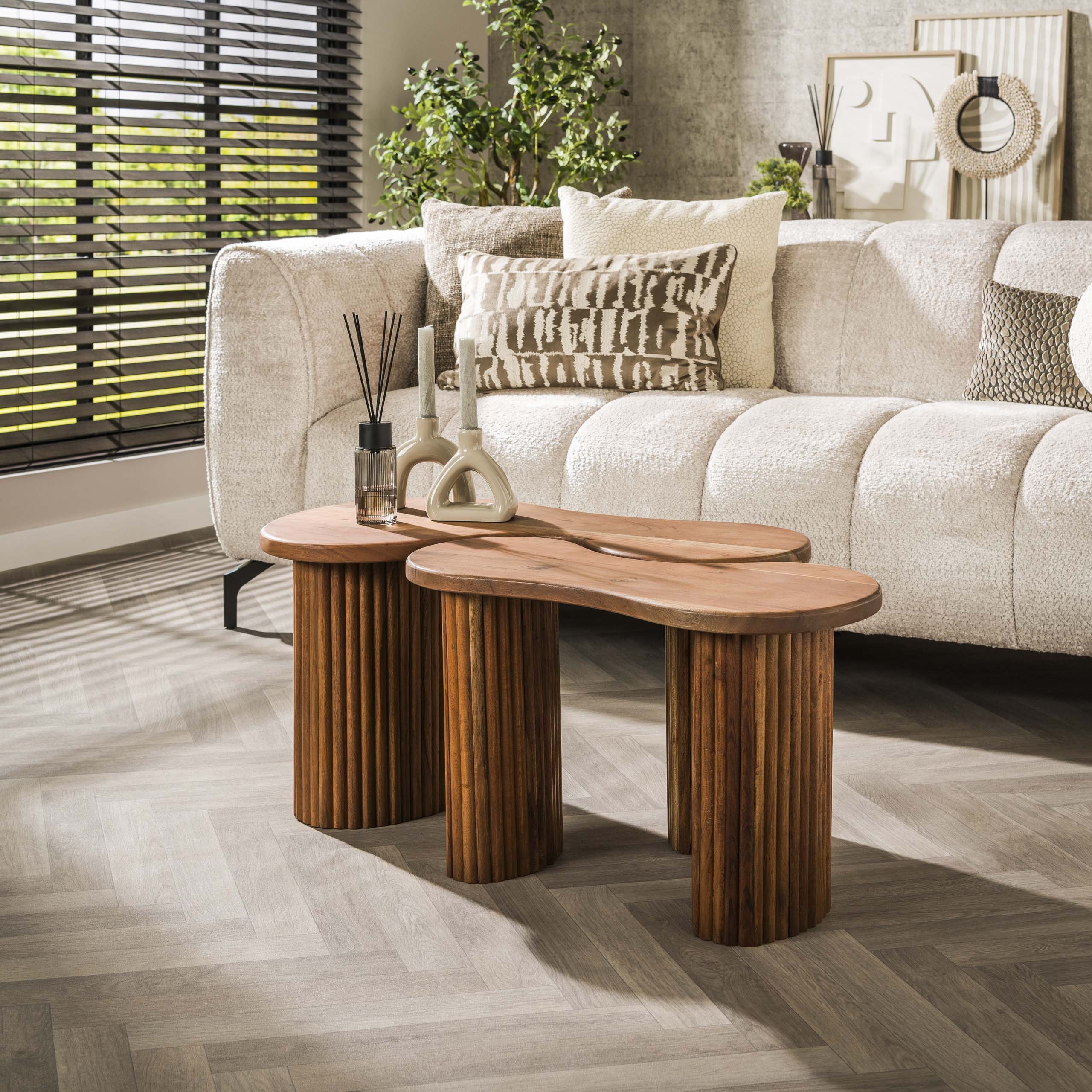 Fusaro salontafel van massief acaciahout - set van 2