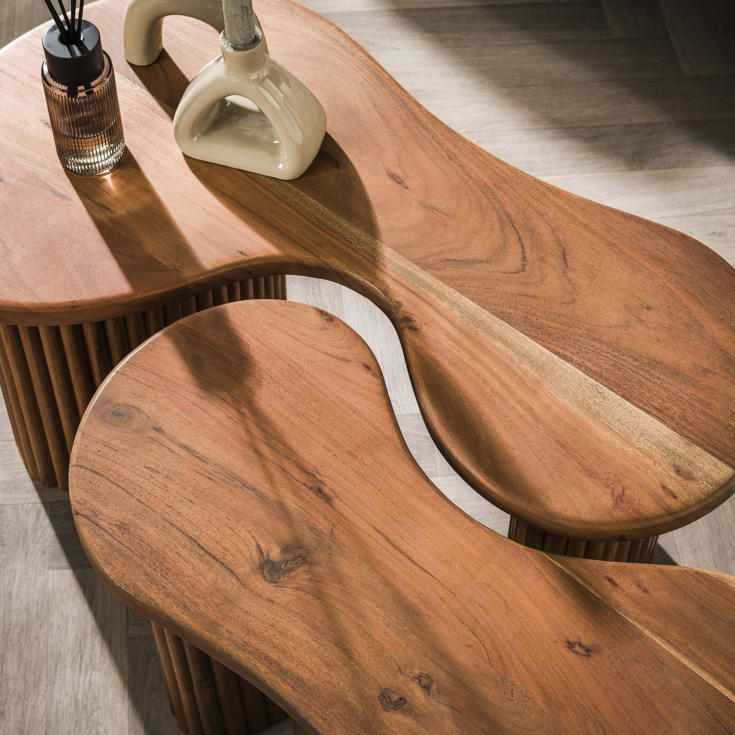 Fusaro salontafel van massief acaciahout - set van 2