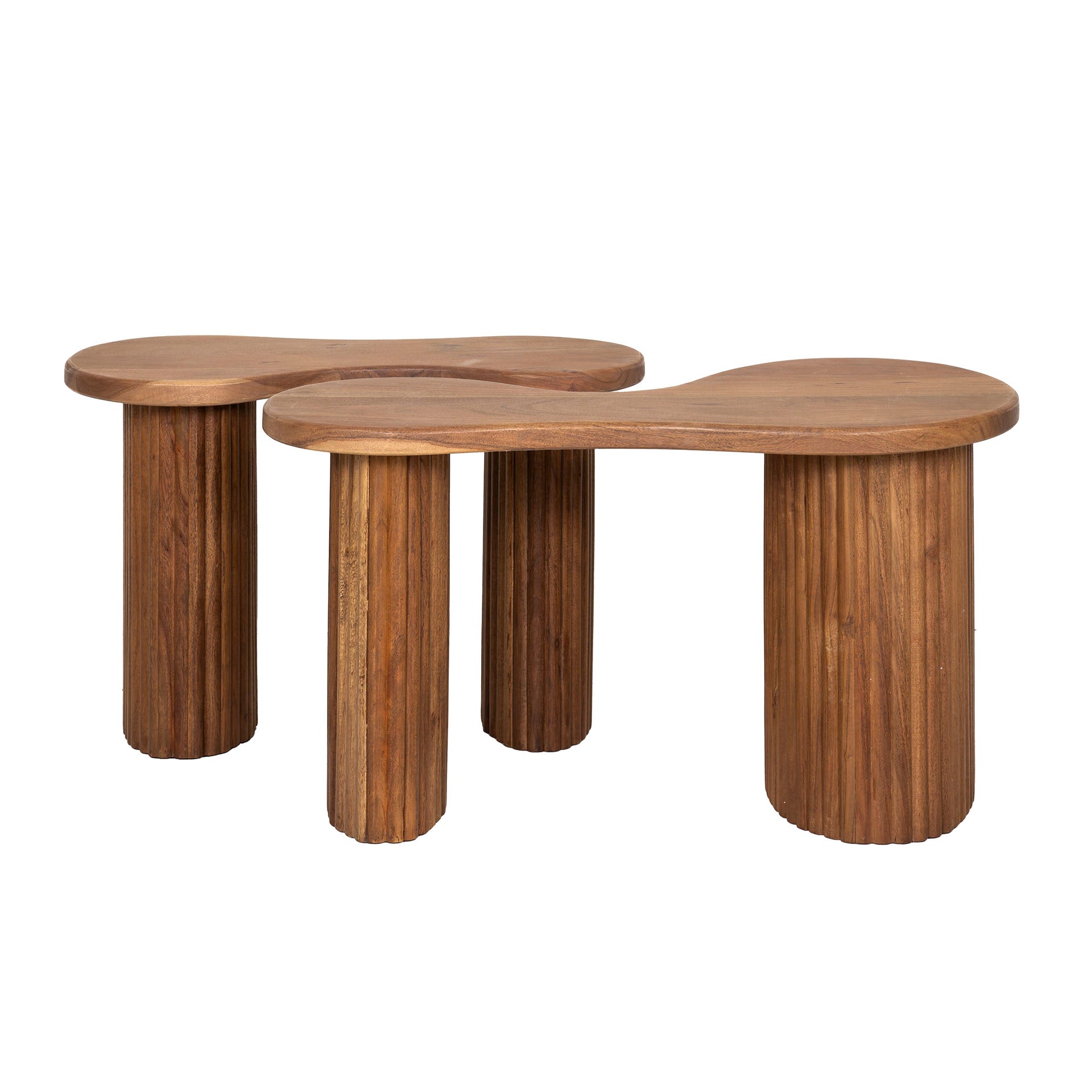Fusaro salontafel van massief acaciahout - set van 2