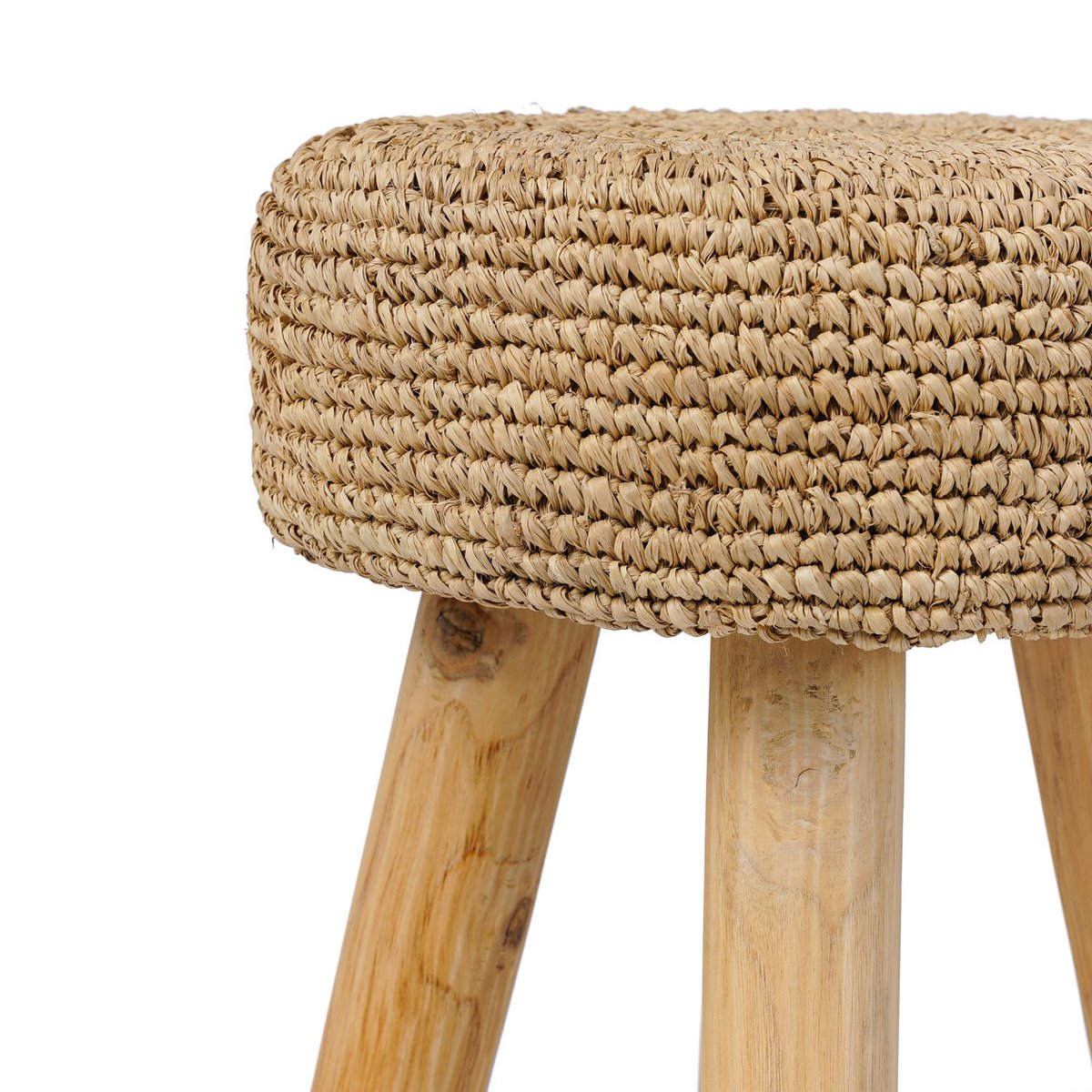Kruk van teakhout en raffia