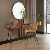 Savira zacht zand massief mangohout sidetable met 2 lades