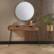 Savira zacht zand massief mangohout sidetable met 2 lades