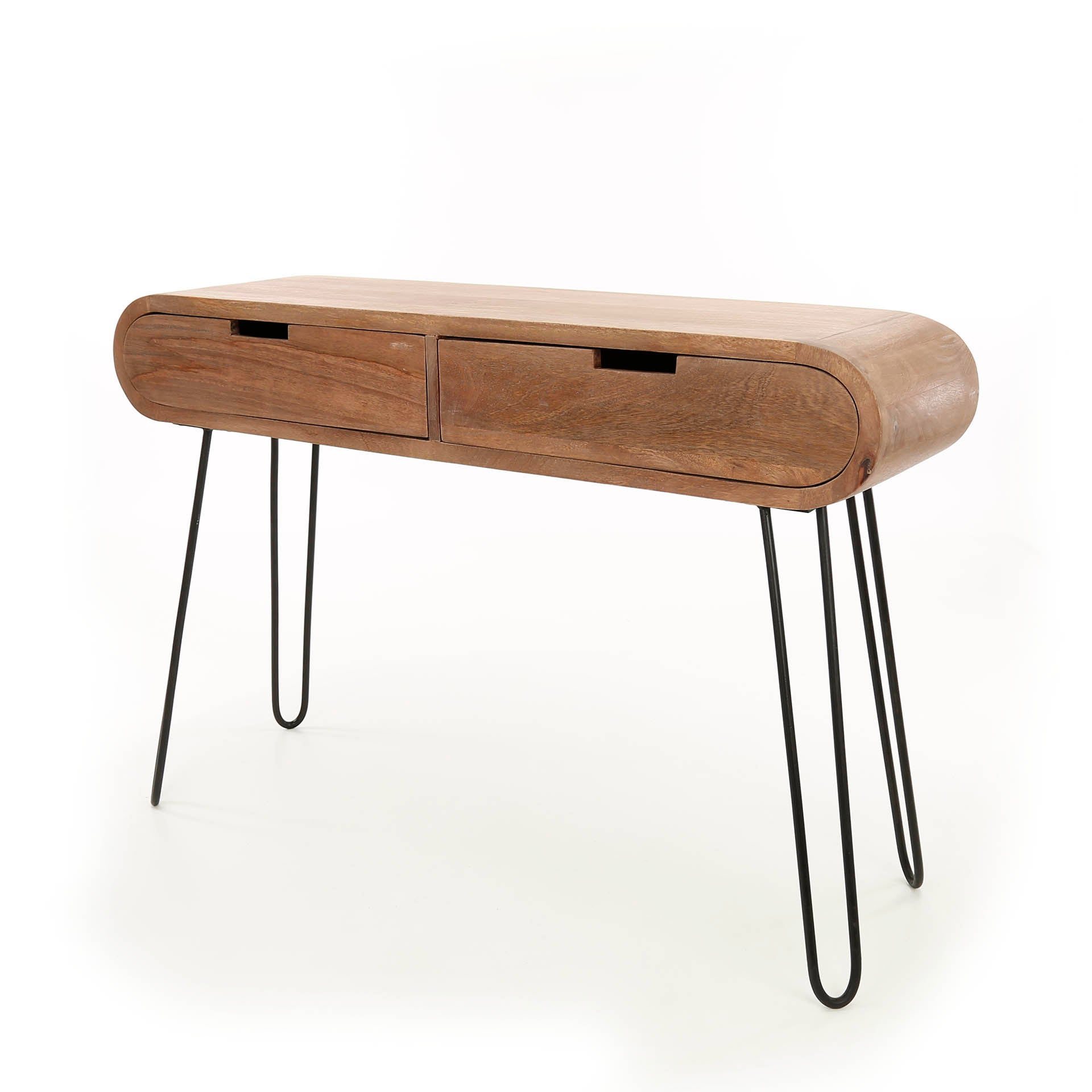Savira zacht zand massief mangohout sidetable met 2 lades