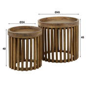 Soreva zand mangohout ronde bijzettafel - set van 2