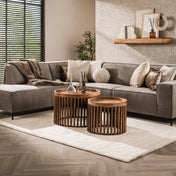 Trevano sand massief mangohouten salontafel - set van 2