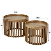 Trevano sand massief mangohouten salontafel - set van 2