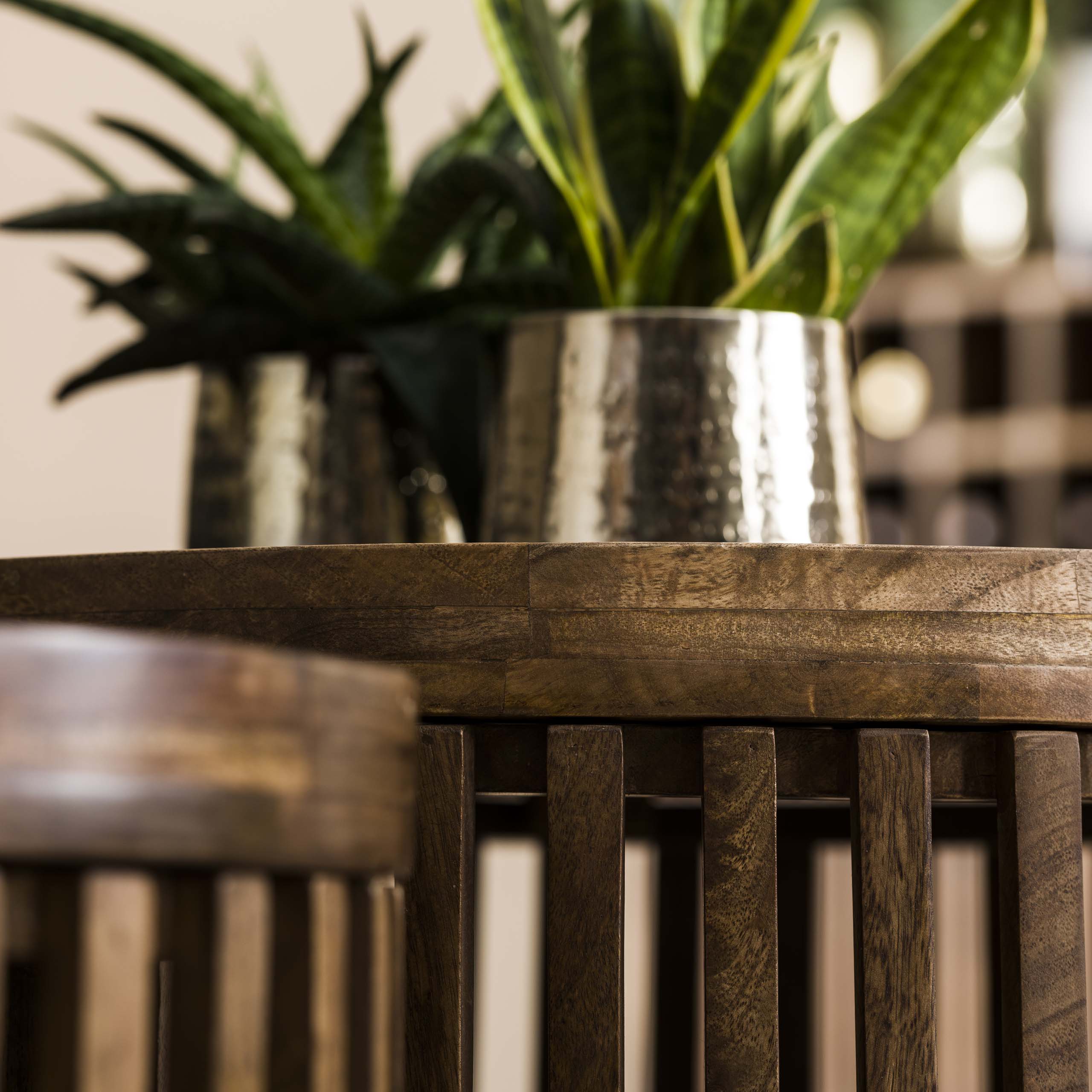 Trevano sand massief mangohouten salontafel - set van 2