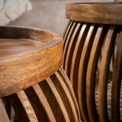 Trevano zandkleurig massief mango gebogen salontafel - set van 2