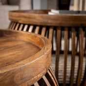 Trevano zandkleurig massief mango gebogen salontafel - set van 2