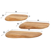 Orvello natuurlijke massief acacia biologische wandplank - set van 3