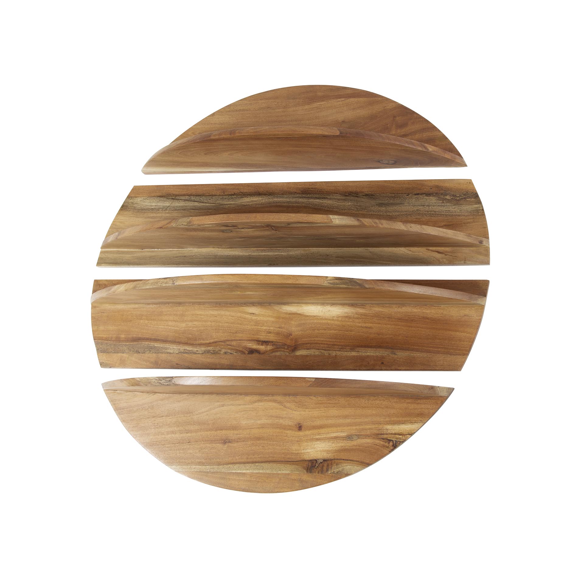 Navero natuur massief margosa ronde wandplank - set van 4
