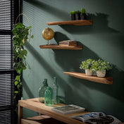 Alvero natuur massief acacia 60cm wandplank - set van 3