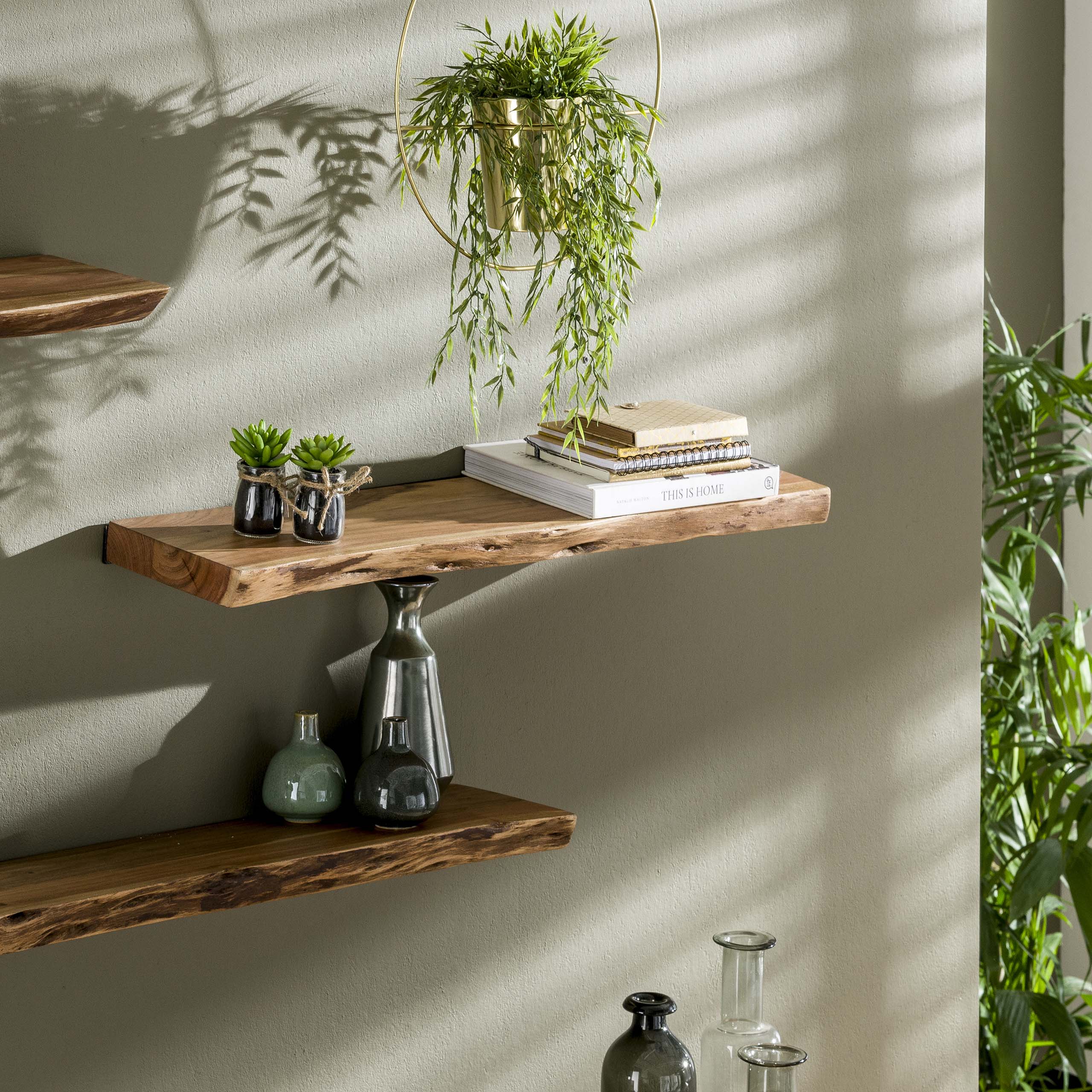 Alvero natuur massief acacia 90cm wandplank