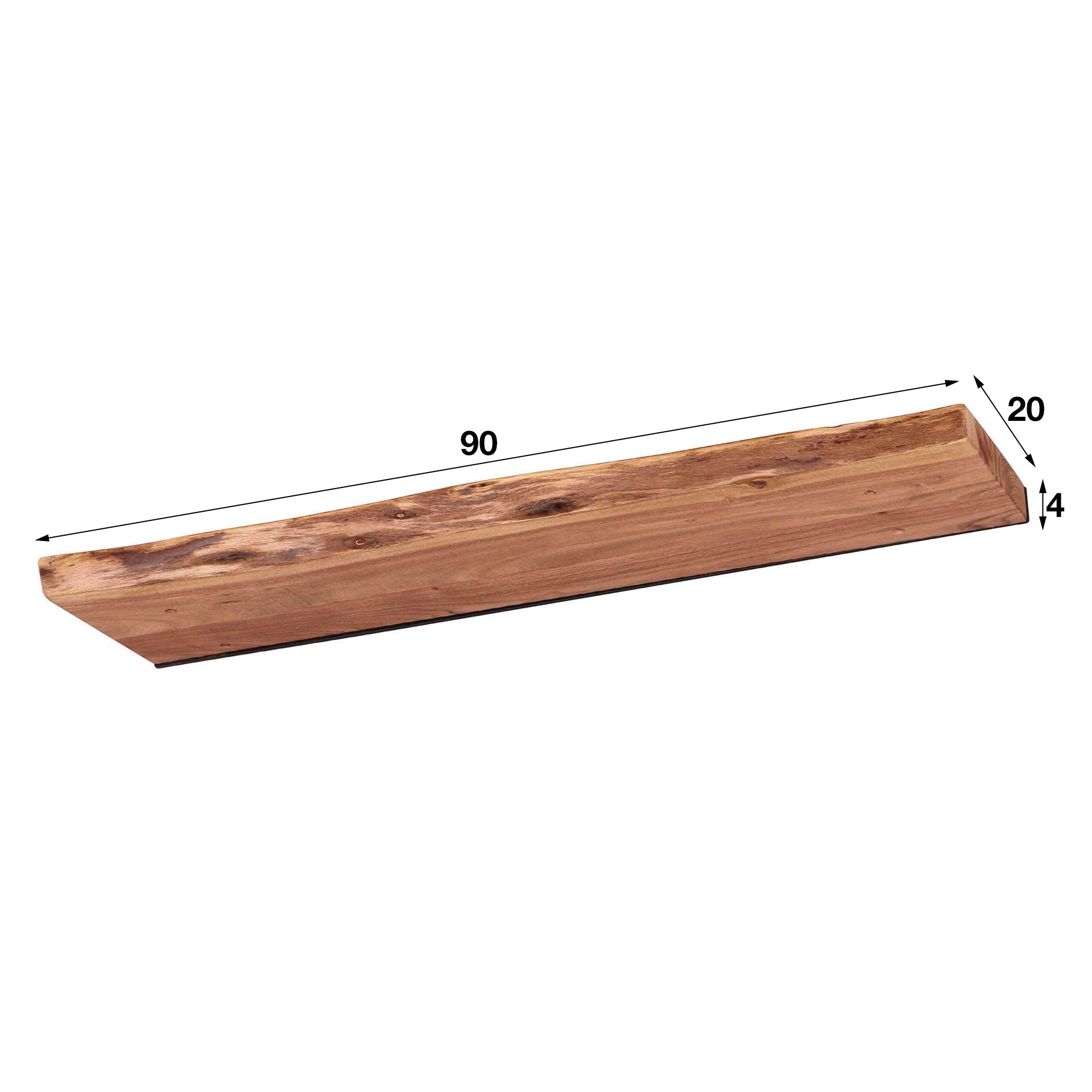 Alvero natuur massief acacia 90cm wandplank