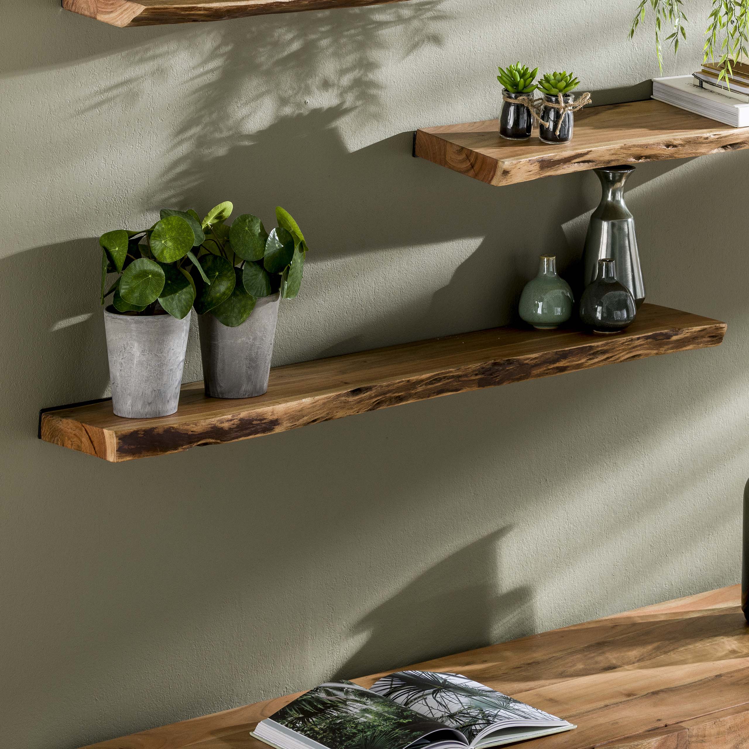 Alvero natuurlijke massief acacia wandplank 120cm