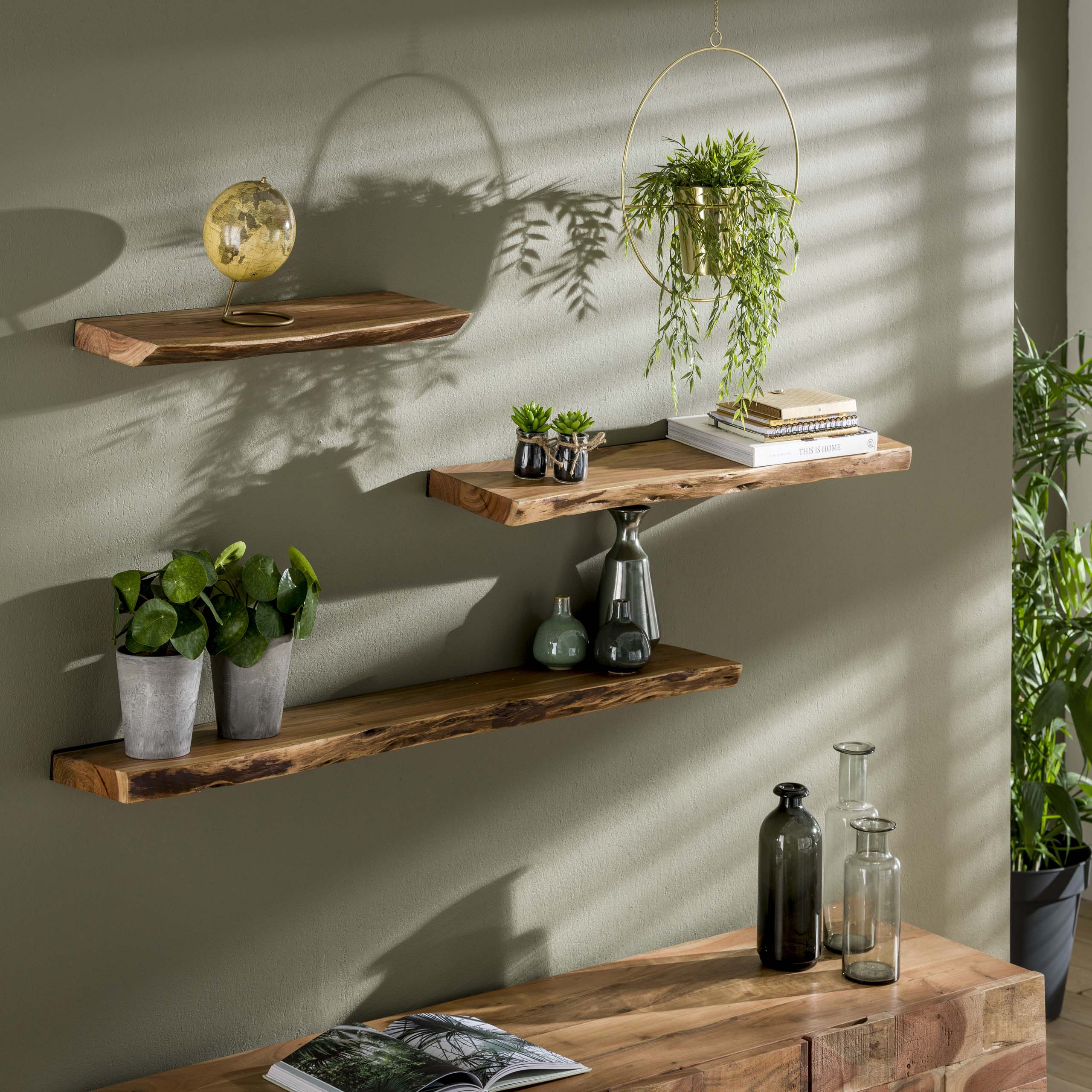 Alvero natuurlijke massief acacia wandplank 120cm