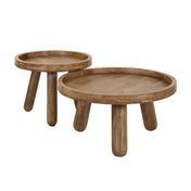 Tripara zandkleurige massief mangohouten statief salontafel - set van 2