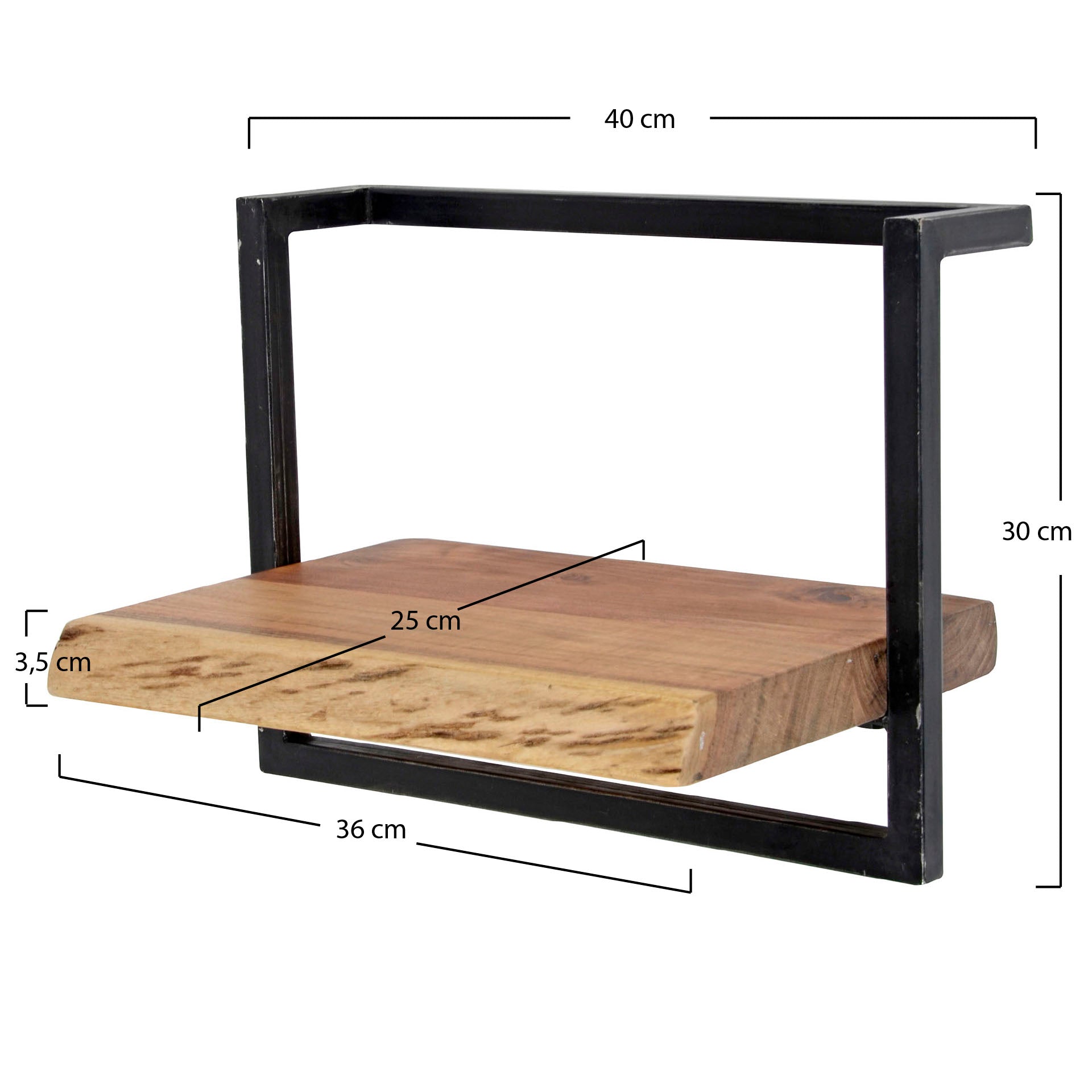 Alvero natuurlijke massief acaciahouten wandplank 40 cm