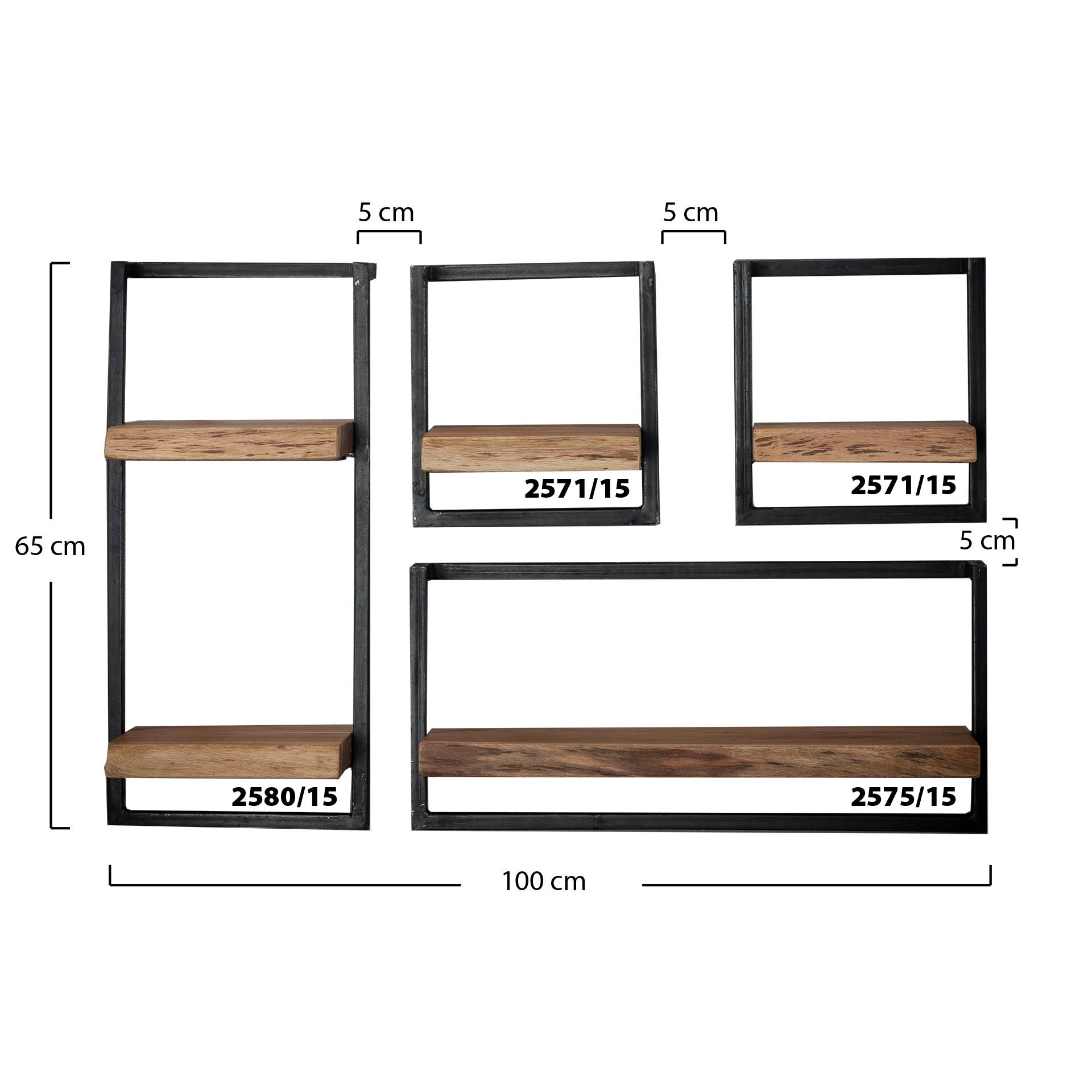 Alvero wandplank massief acacia frame 30x65cm