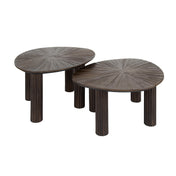Mayora espresso massief teakhout driehoekige salontafel - set van 2