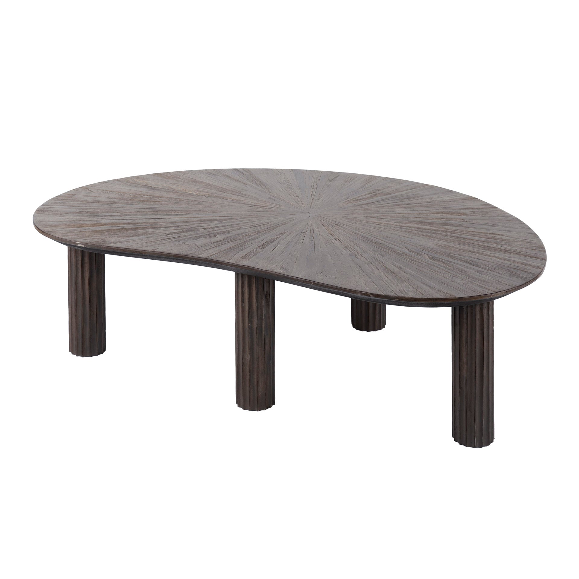 Mayora espresso massief teakhouten niervormige salontafel