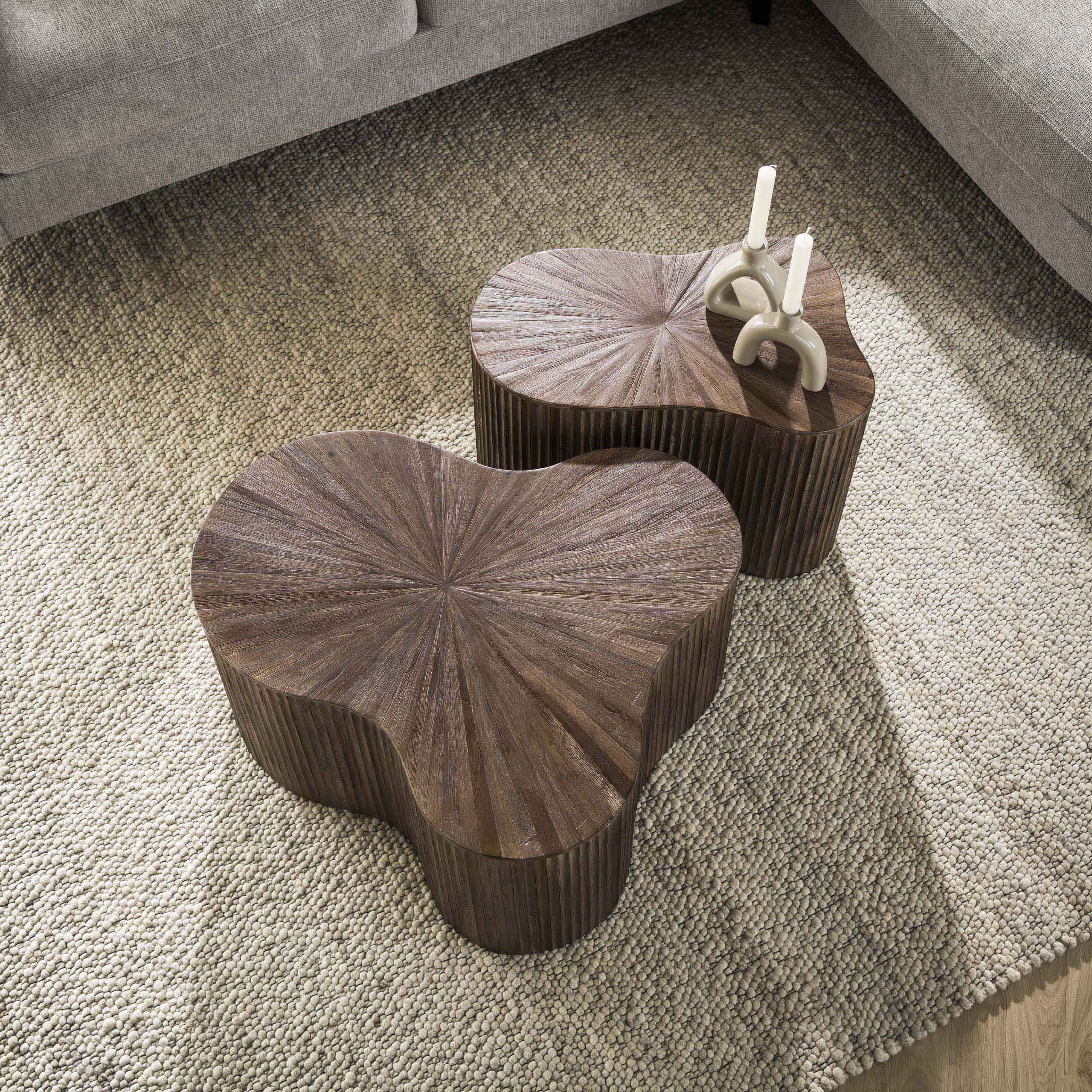 Salontafel Maya Teak klaver set van 2 / Massief teakhout espresso