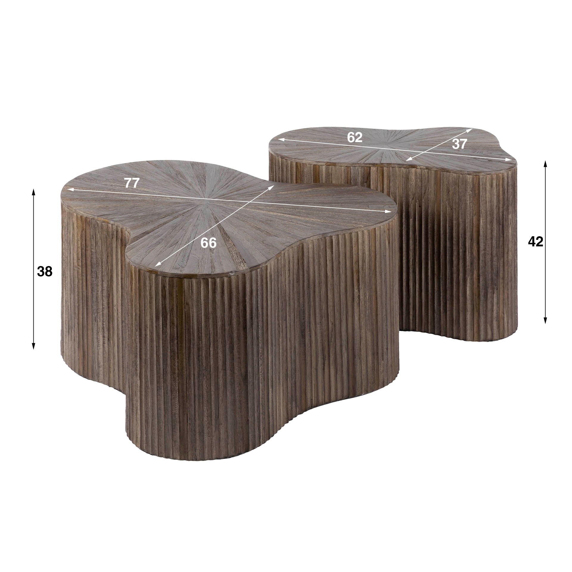 Salontafel Maya Teak klaver set van 2 / Massief teakhout espresso